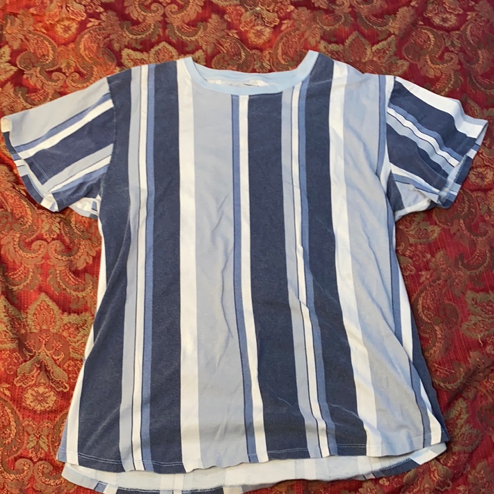 XL, Multi-Blue-Stripped, Tshirt